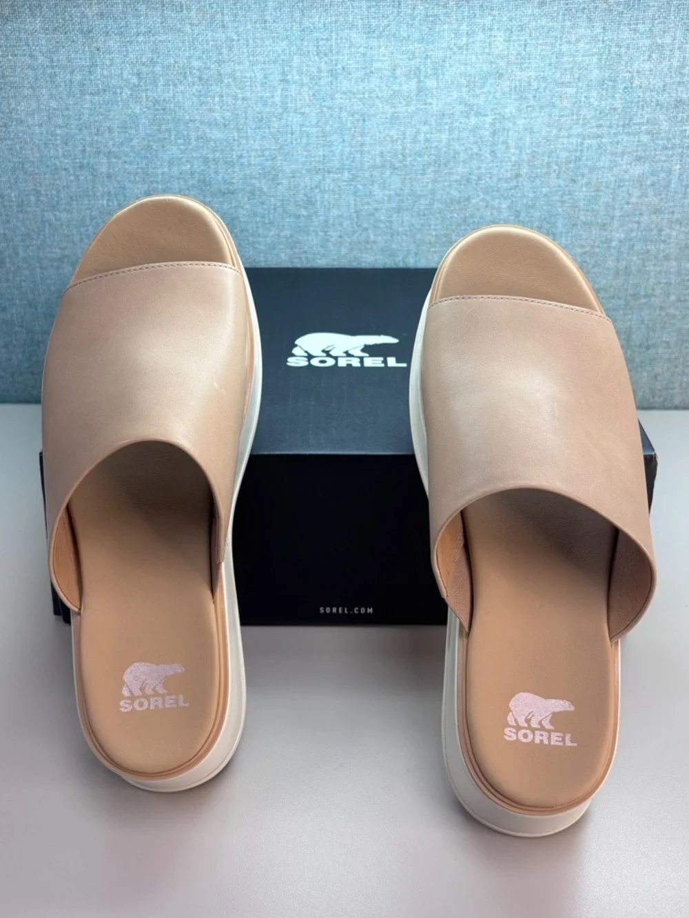 NWT Sorel Women's Sz 11 Dayspring Slide Platform Sandals in Honest Beige/Chalk - Picture 8 of 11